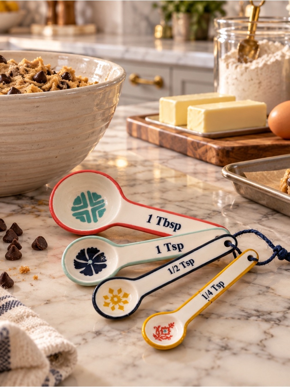 Anthropologie Ceramic Measuring Spoons with Colorful Trim
